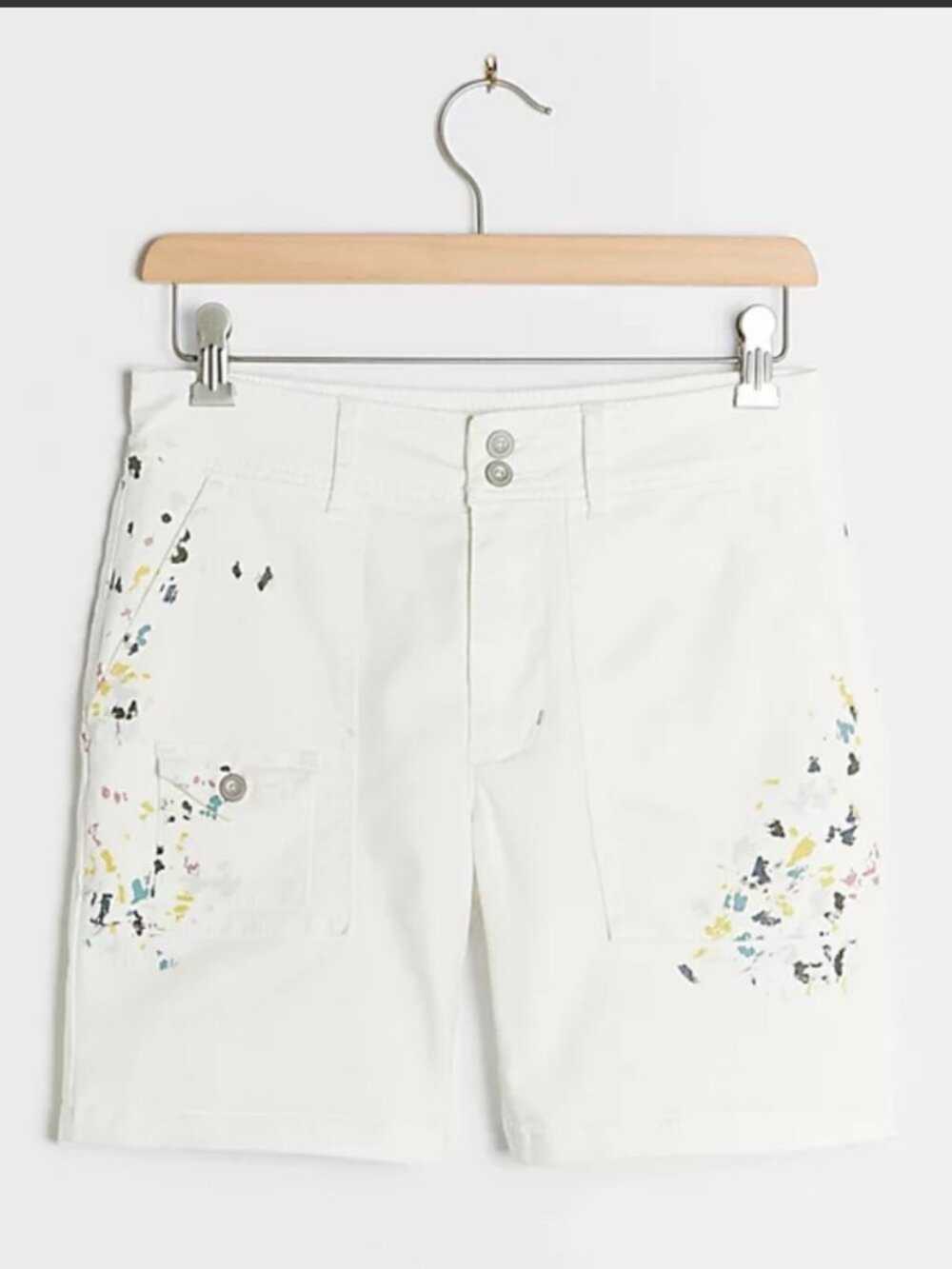 NEW! ANTHROPOLOGIE The Wanderer Paint-Splattered Utility Shorts 27 CASUAL BOHO